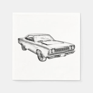 1968 Plymouth Roadrunner Muscle Car Illustration Servetten