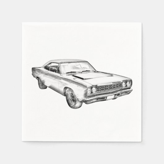 1968 Plymouth Roadrunner Muscle Car Illustration Servetten (Voorkant)