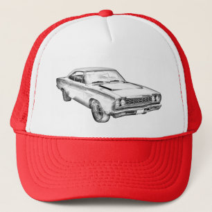 1968 Plymouth Roadrunner Muscle Car Illustration Trucker Pet