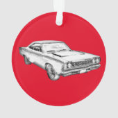 1968 Plymouth Roadrunner Muscle Illustratie van de Ornament (achterkant)