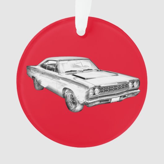 1968 Plymouth Roadrunner Muscle Illustratie van de Ornament (voorkant)