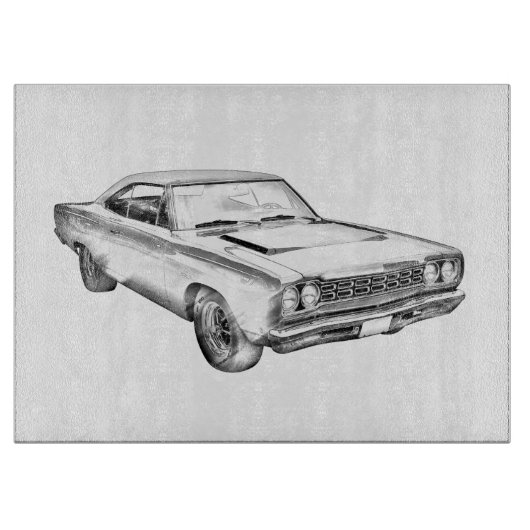 1968 Plymouth Roadrunner Muscle Illustratie van de Snijplank (Voorkant)