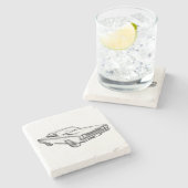 1968 Plymouth Roadrunner Muscle Illustratie van de Stenen Onderzetter (Zijkant)