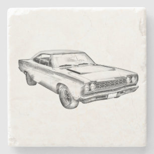 1968 Plymouth Roadrunner Muscle Illustratie van de Stenen Onderzetter