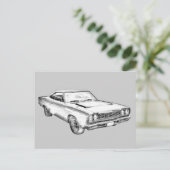 1968 Plymouth Roadrunner Muscle Illustration Briefkaart (Staand voorkant)