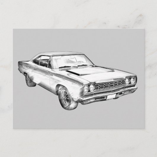 1968 Plymouth Roadrunner Muscle Illustration Briefkaart (Voorkant)