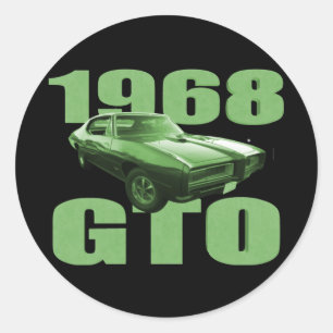 1968 Pontiac GTO Muscle Car Green Ronde Sticker