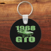 1968 Pontiac GTO Muscle Car Green Sleutelhanger (Voorkant)
