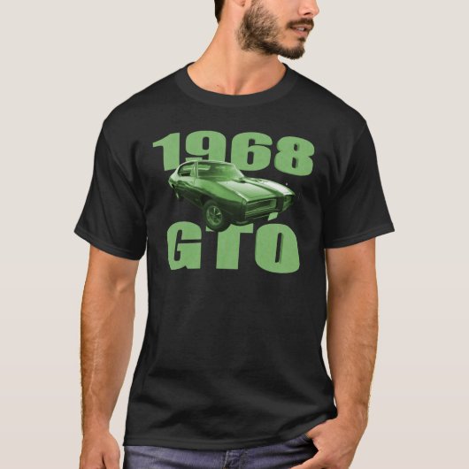 1968 Pontiac GTO Muscle Car Green T-shirt (Voorkant)
