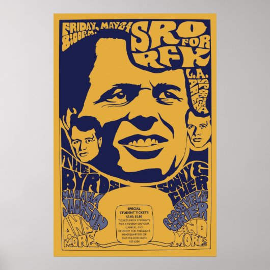 1968 "Standing Room Only" RFK Psychedelic Poster (Voorkant)