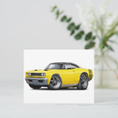 1968 Super Bee Yellow-Black Top Double Stripe Briefkaart (Staand voorkant)
