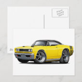 1968 Super Bee Yellow-Black Top Double Stripe Briefkaart (Voorkant / Achterkant)