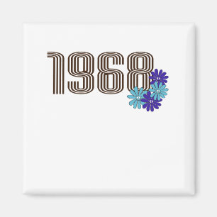 1968 Vredesteken Hippie Flower Power Aqua Paarse Magneet