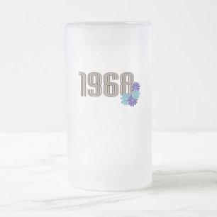 1968 Vredesteken Hippie Flower Power Aqua Paarse Matglas Bierpul