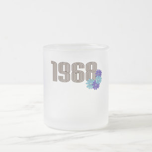 1968 Vredesteken Hippie Flower Power Aqua Paarse Matglas Koffiemok