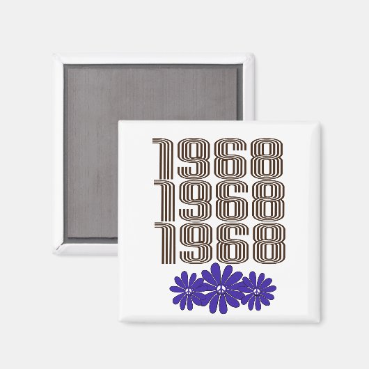 1968 Vredesteken Hippie Flower Power Paarse Magneet (Voorkant / Achterkant)