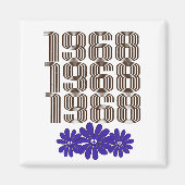 1968 Vredesteken Hippie Flower Power Paarse Magneet (Voorkant)