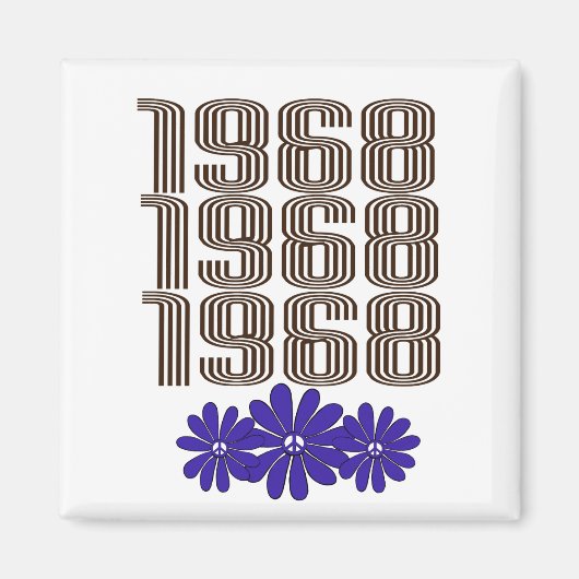 1968 Vredesteken Hippie Flower Power Paarse Magneet (Voorkant)