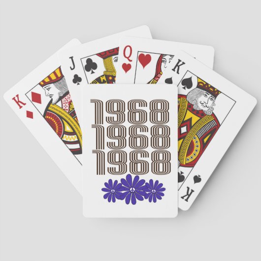 1968 Vredesteken Hippie Flower Power Paarse Pokerkaarten (Achterkant)