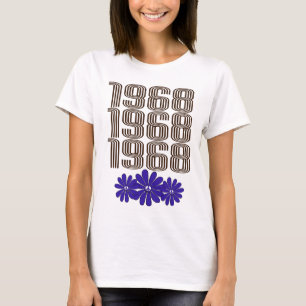 1968 Vredesteken Hippie Flower Power Paarse T-shirt