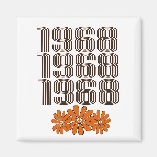 1968 Vredesteken Sinaasappel Hippy Flower Power Magneet (Voorkant)