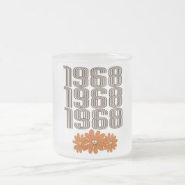 1968 Vredesteken Sinaasappel Hippy Flower Power Matglas Koffiemok