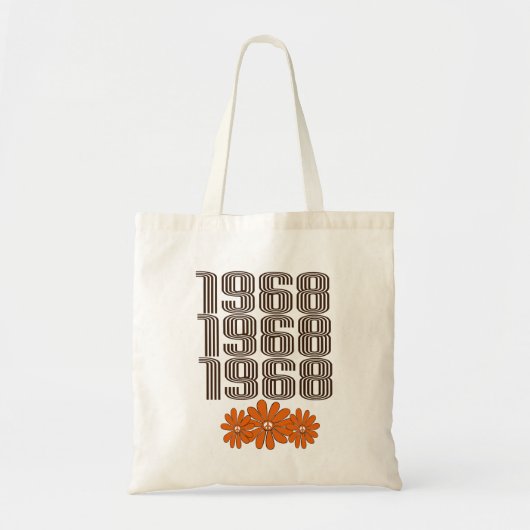 1968 Vredesteken Sinaasappel Hippy Flower Power Tote Bag (Voorkant)