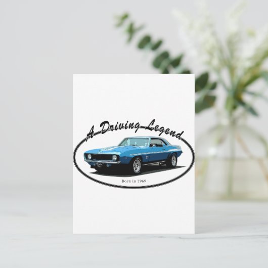 1969 Camaro blauw Briefkaart (Staand voorkant)