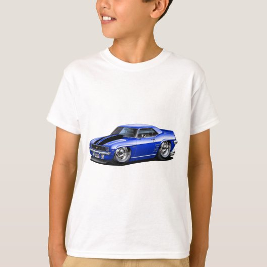 1969 Camaro Blue-Black Car T-shirt (Voorkant)