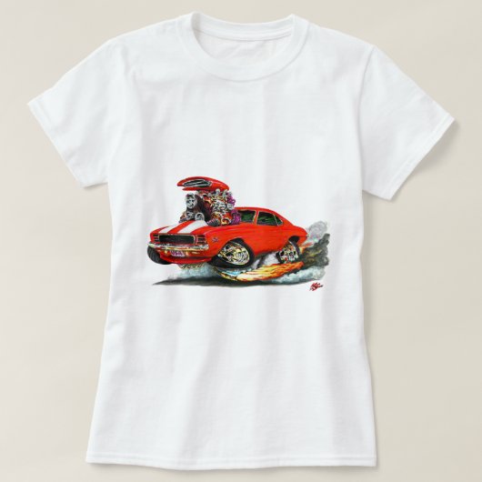 1969 Camaro RS SS Rood-witte auto T-shirt (Design voorkant)