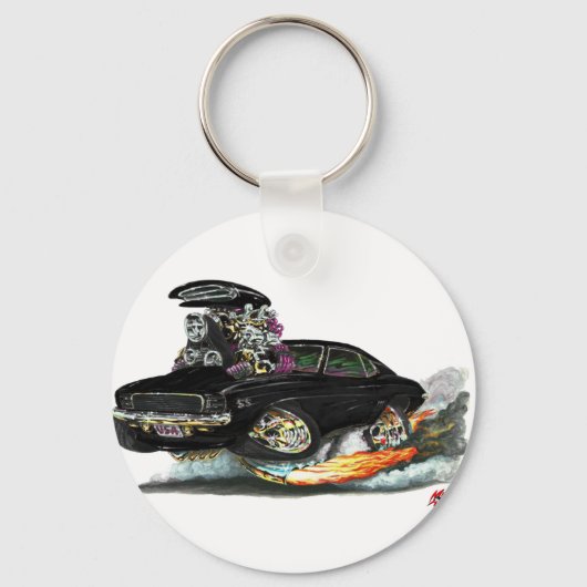 1969 Camaro RS SS zwarte auto Sleutelhanger (Voorkant)