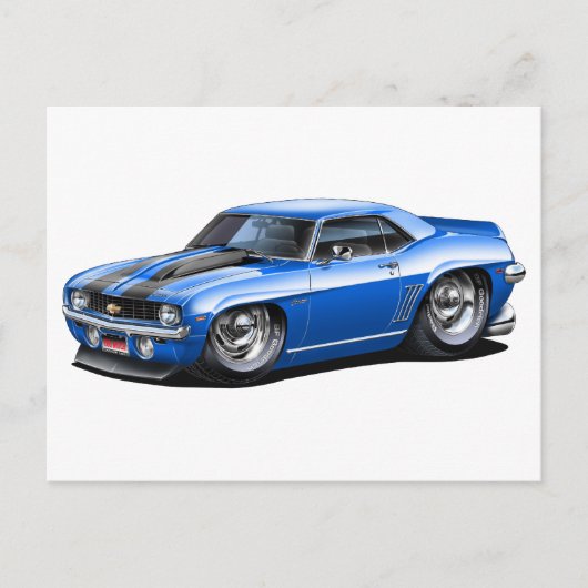 1969 Camaro SS Blue-Black Car Briefkaart (Voorkant)