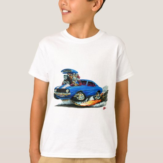 1969 Camaro SS Blue-White Car T-shirt (Voorkant)
