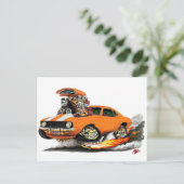 1969 Camaro SS Oranje-witte auto Briefkaart (Staand voorkant)