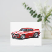 1969 Camaro SS Rood-witte auto Briefkaart (Staand voorkant)