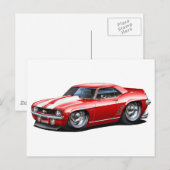 1969 Camaro SS Rood-witte auto Briefkaart (Voorkant / Achterkant)