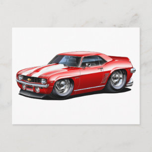 1969 Camaro SS Rood-witte auto Briefkaart