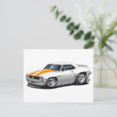 1969 Camaro SS Witte Oranje auto Briefkaart (Staand voorkant)