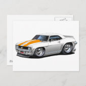 1969 Camaro SS Witte Oranje auto Briefkaart (Voorkant / Achterkant)