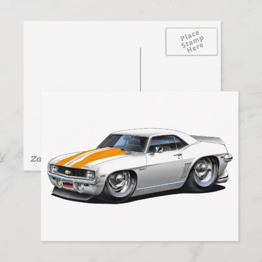 1969 Camaro SS Witte Oranje auto Briefkaart (Voorkant / Achterkant)