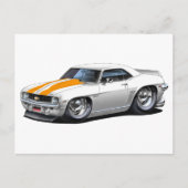 1969 Camaro SS Witte Oranje auto Briefkaart (Voorkant)