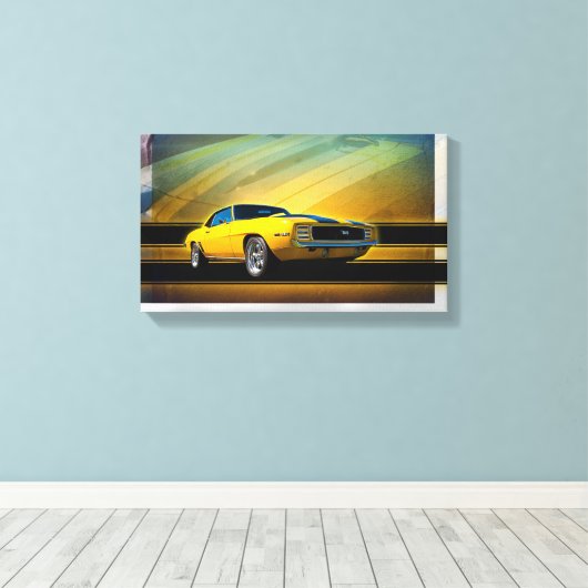 1969 Camaro SS Wrapped Canvas Afdruk (Insitu (Houten vloer))