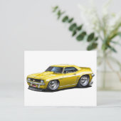 1969 Camaro SS Yellow Car Briefkaart (Staand voorkant)