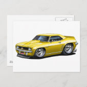 1969 Camaro SS Yellow Car Briefkaart (Voorkant / Achterkant)