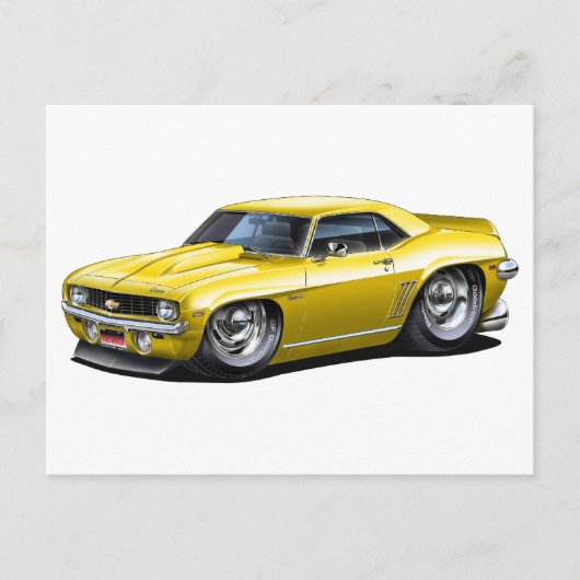 1969 Camaro SS Yellow Car Briefkaart (Voorkant)