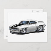 1969 Camaro White-Black Car Briefkaart (Voorkant / Achterkant)