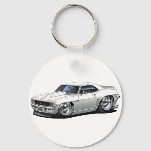 1969 Camaro White Car Sleutelhanger (Voorkant)