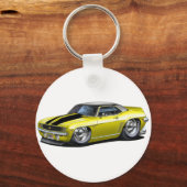 1969 Camaro Yellow-Black Top Car Sleutelhanger (Voorkant)