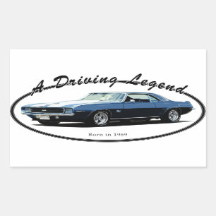 1969 CAMARO YENKO BLUE RECHTHOEKIGE STICKER