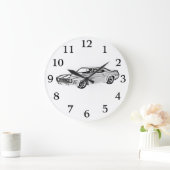 1969 Camaro Z28 Black and White Bowtie Muscle Car Grote Klok (Huis)